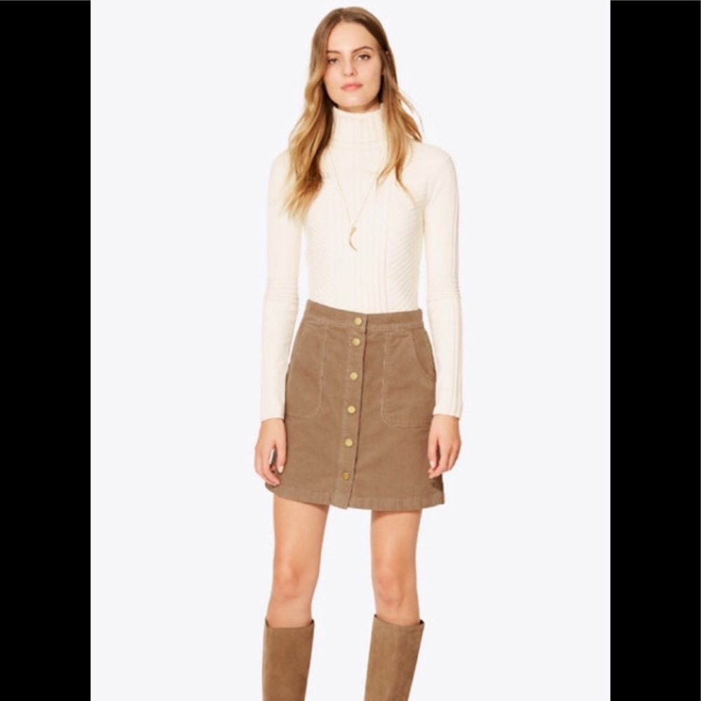 NWT Tory Burch Luciano corduroy skirt 6 beach wood